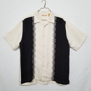THE HAVANERA CO Retro Style Black and Cream Rayon Casual Shirt Sz L